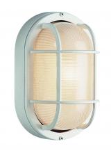  41005 WH - Aria 1-Light Caged Ribbed Glass Bulkhead Pocket Lantern